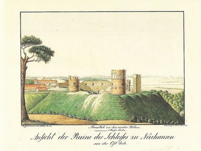  Vastseliina linnus 19. sajandil. Autor Wilhelm Tusch. 