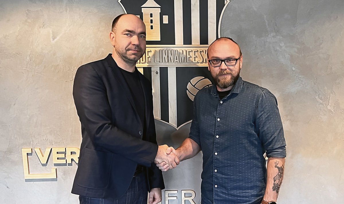 Delfi Meedia tegevjuht Argo Virkebau ja Paide Linnameeskonna turundus- ja kommunikatsioonijuht Marek Tiits.