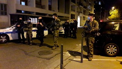 Police secures a street in Lyon
