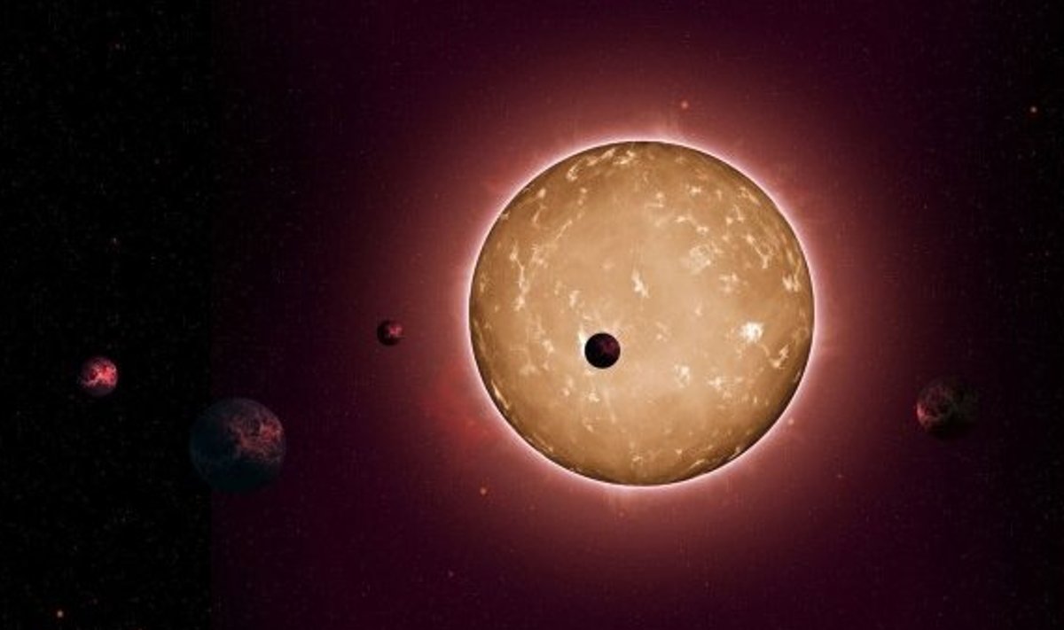 Kepler-444 süsteem kunstniku nägemuses. (Foto: Tiago Campante/Peter Devine)