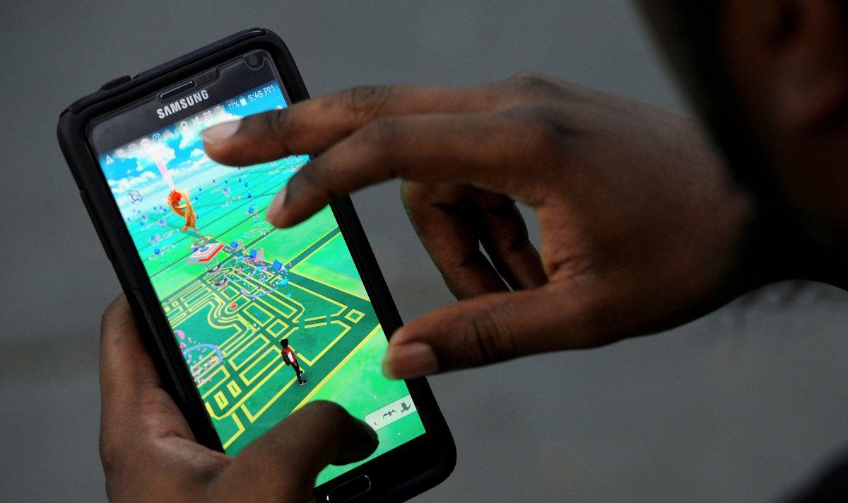 File photo of a virtual map of Bryant Park displayed on the screen as a man plays the augmented reality mobile game "Pokemon Go" by Nintendo in New York City