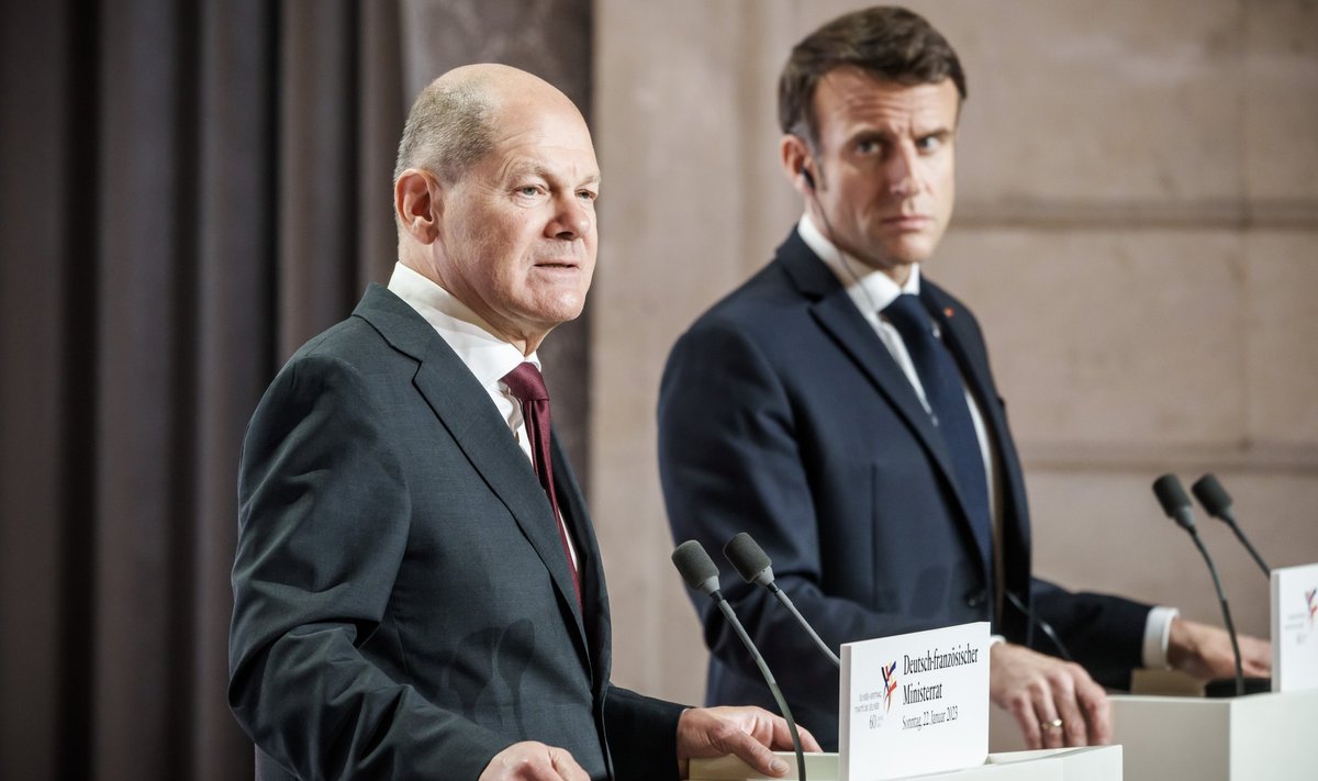 MACRONILEGI LIIG: Saksa kantsler Olaf Scholz ukrainlastele tanke ei anna. Prantsuse president Emmanuel Macron püüab väidetavalt teda ümber veenda.