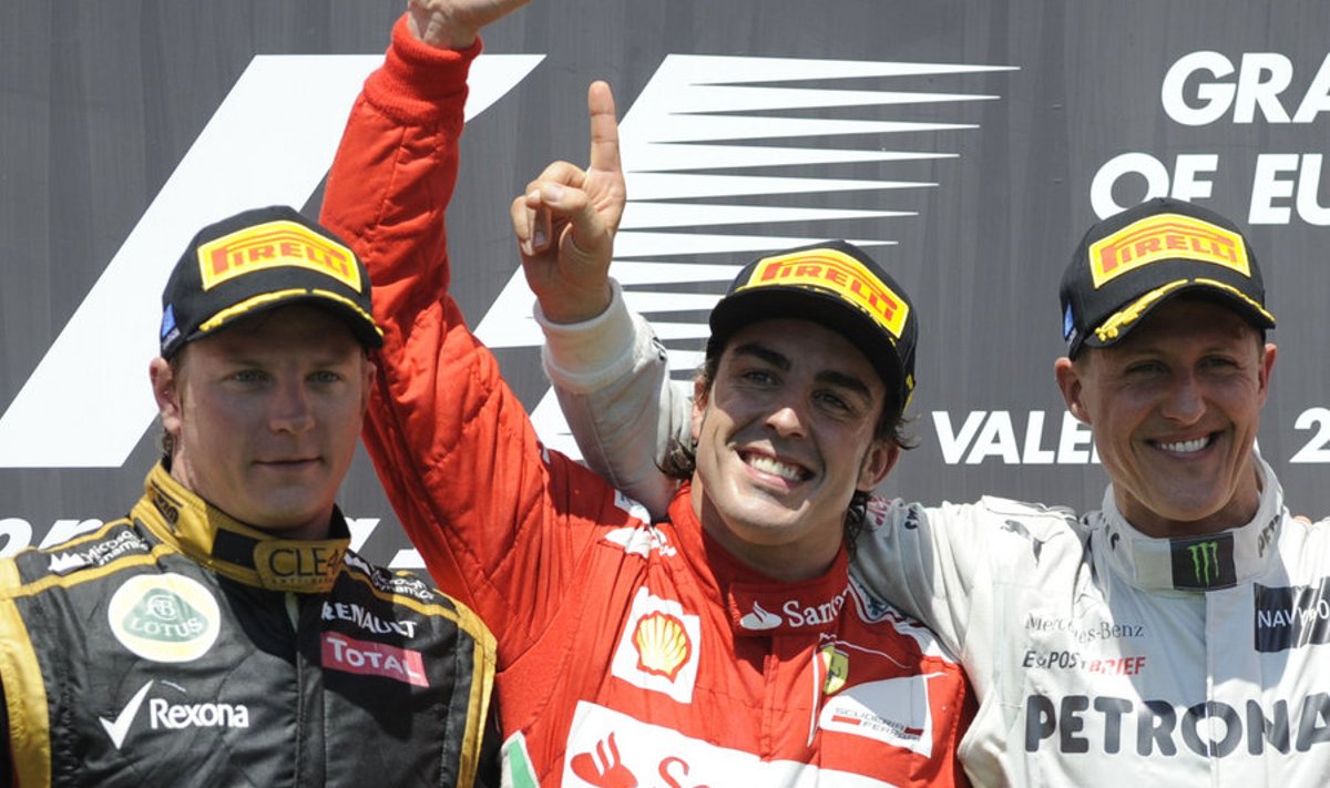 Räikkönen, Alonso ja Schumacher