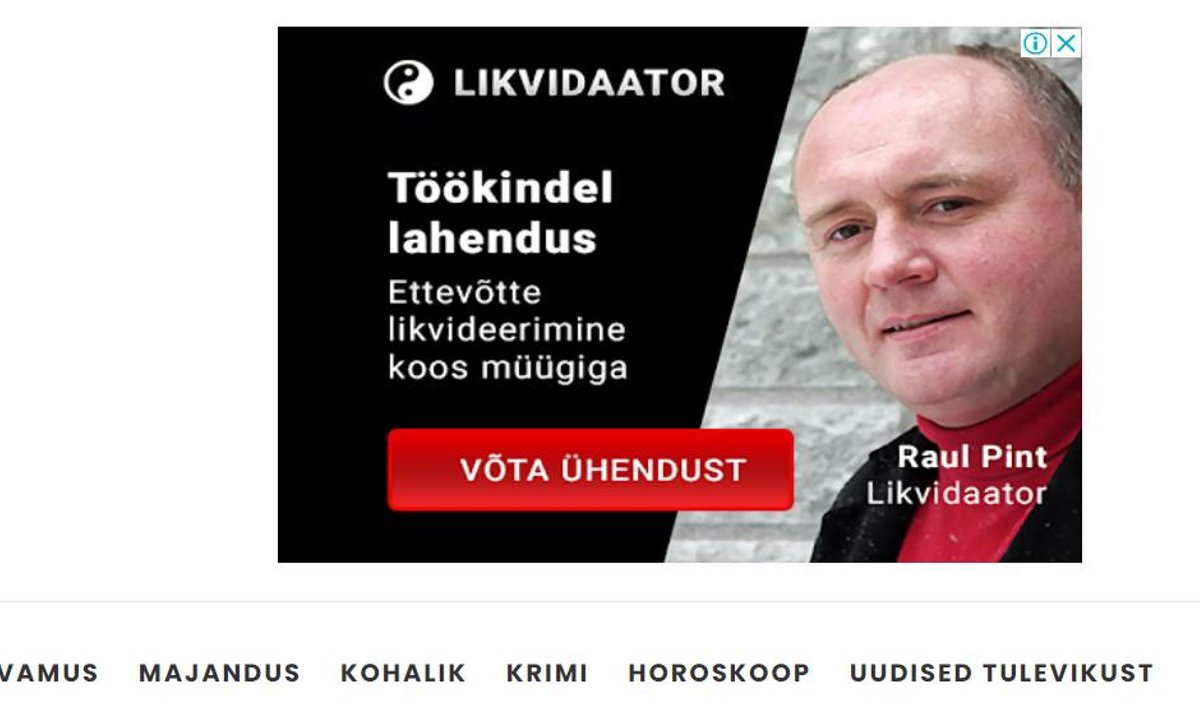 OTSIB KUNDESID: Raul „Likvidaator“ Pindi suvine reklaam Lugejakiri.ee küljel.