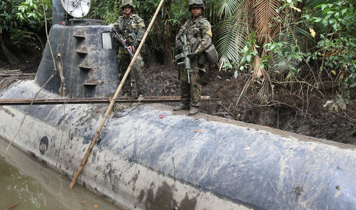 Ühelt Colombia kartellilt konfiskeeritud narkoveo allveelaev.