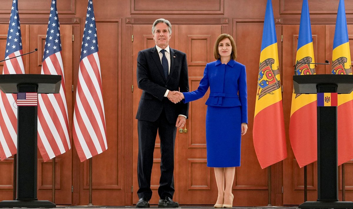 USA välisminister Antony Blinken ja Moldova president Maia Sandu pressikonverentsil.