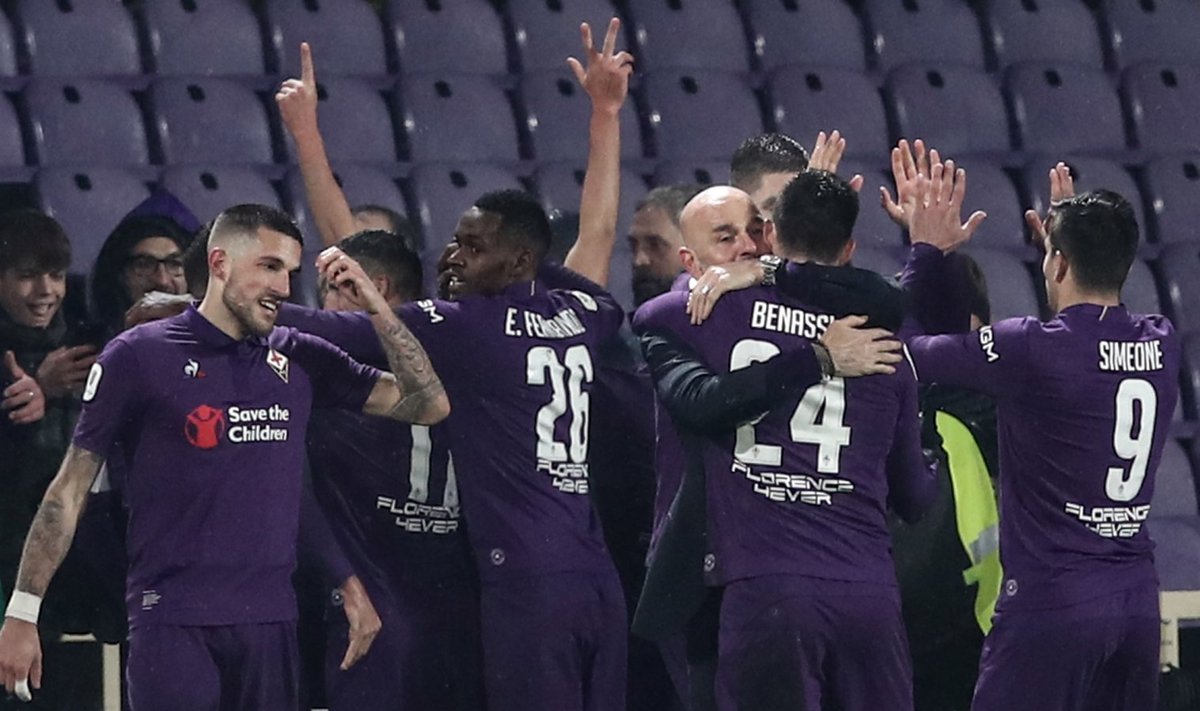 Fiorentina mängijad juubeldavad