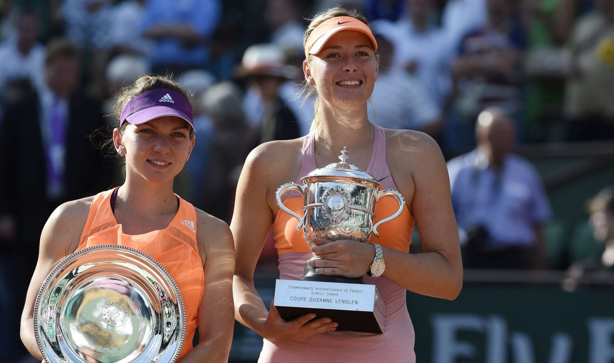 Simona Halep ja Maria Šarapova 2014. aasta French Openil.