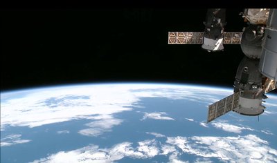 Space cargo ship docks with ISS