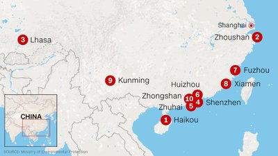 Kümme puhtaima õhuga linna Hiinas. https://edition.cnn.com