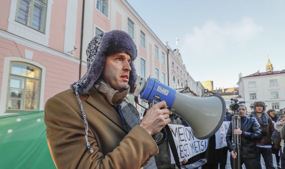 Rainer Vakra metsakaitsjate protestiüritusel Tallinnas