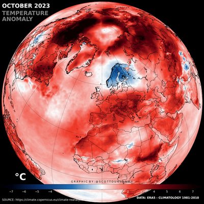 MAAILM SOOJENEB: oktoobris oli pea kõikjal üle maailma üle keskmise soe. Peale Põhja-Euroopa.