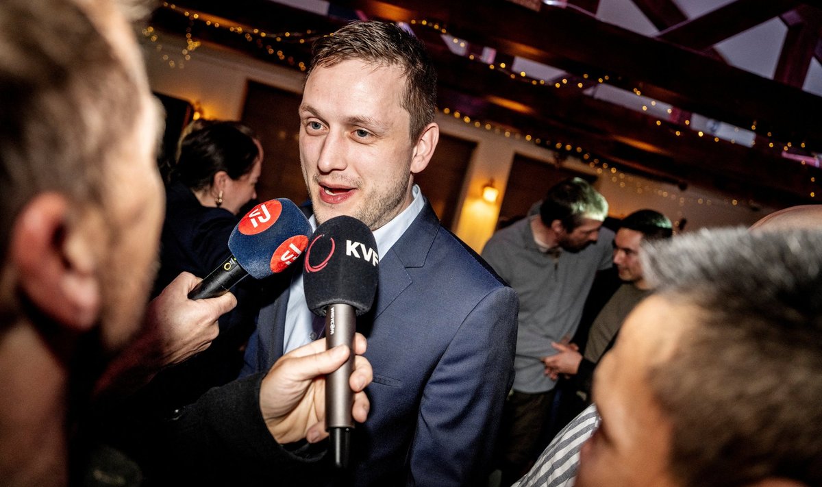 Erakonna Demokratit juht Jens-Frederik Nielsen reageerib võidule valimispeol.