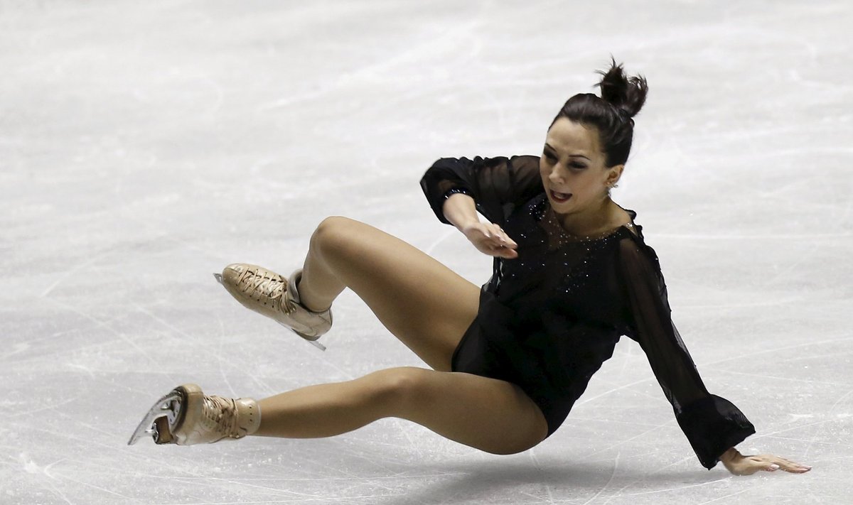 Tuktamysheva of Russia falls on the ice during the women's short program at the ISU World Team Trophy in Figure Skating in Tokyo