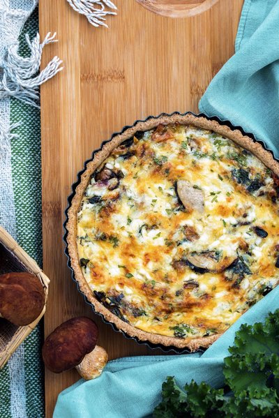 Seene-quiche lehtkapsaga