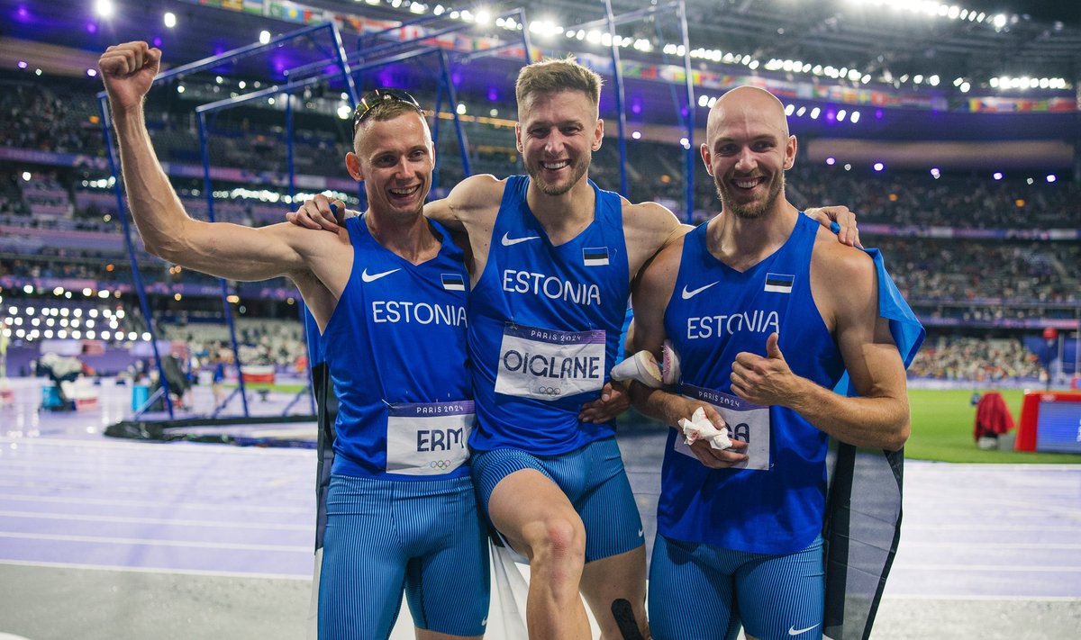 Eesti kümnevõistlus on alati pildis. Pariisi olümpia maailma parim trio (vasakult) Johannes Erm, Janek Õiglane ja Karel Tilga