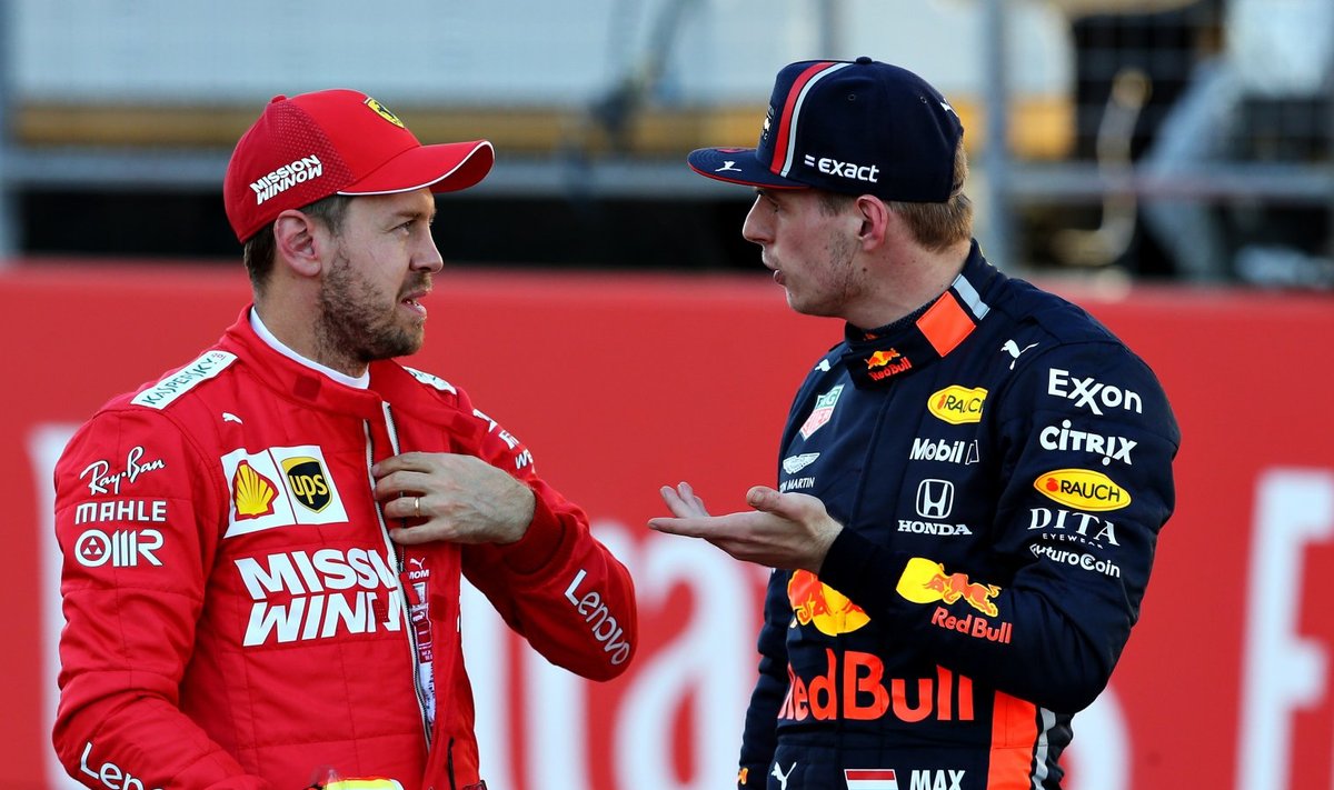 Sebastian Vettel (vasakul) ja Max Verstappen..