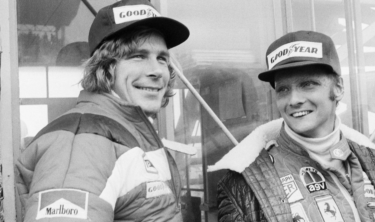 James Hunt ja Niki Lauda, foto tehtud enne 1976. aasta Jaapani GP-d.