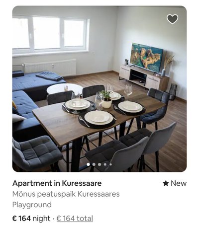Kuvatõmmis Airbnb kodulehelt