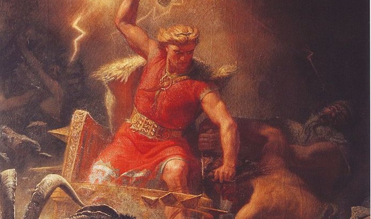 Thor võitmas jöötuneid. Kunstnik: Mårten Eskil Winge (1872)