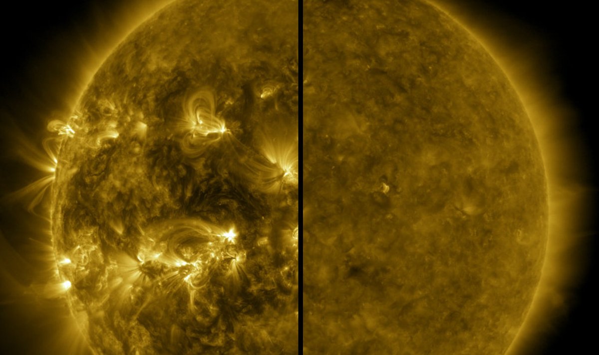 Päike 2014. aasta aprillis ja 2019. aasta detsembris.