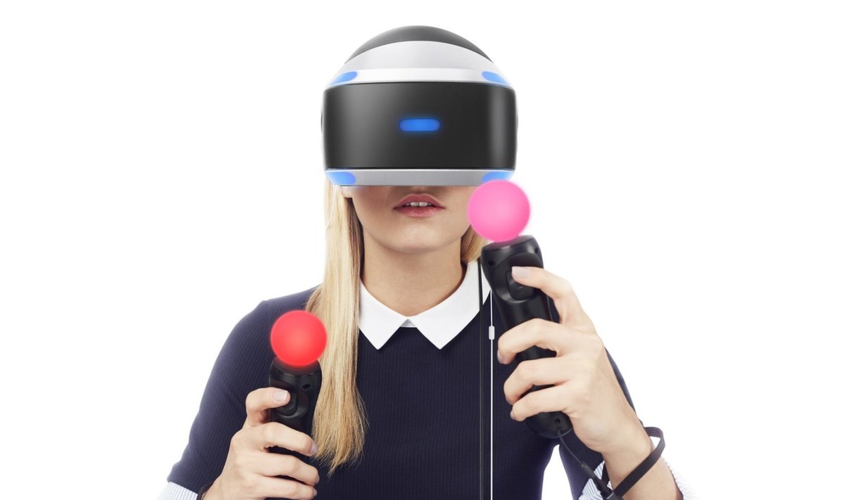 Illustratiivse tähendusega foto: virtuaalreaalsus-seadme PlayStation VR kasutamine