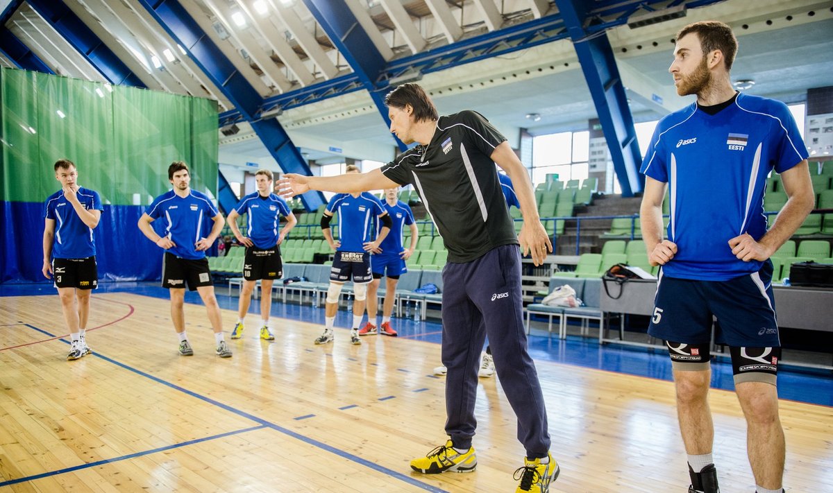 Eesti võrkpallikoondise esimene ühistreening uue peatreeneri Gheorghe Cretuga