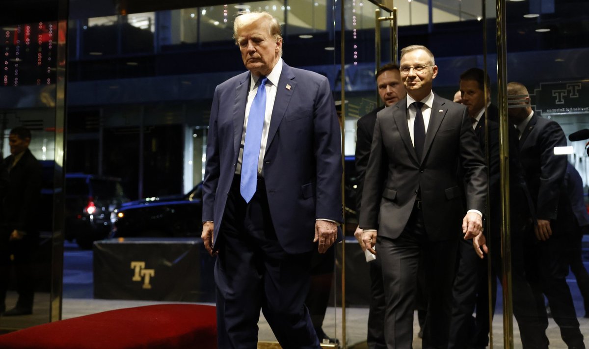 Vabariiklaste juht Donald Trump (ees vasakul) ja Poola president Andrzej Duda eelmisel nädalal Trump Toweris toimunud kohtumisel