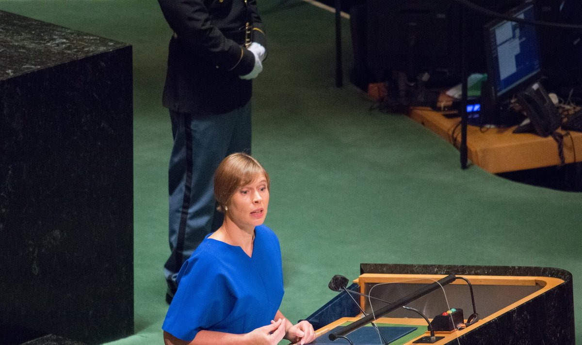 Kersti Kaljulaid ÜRO peaassambleel kõnelemas