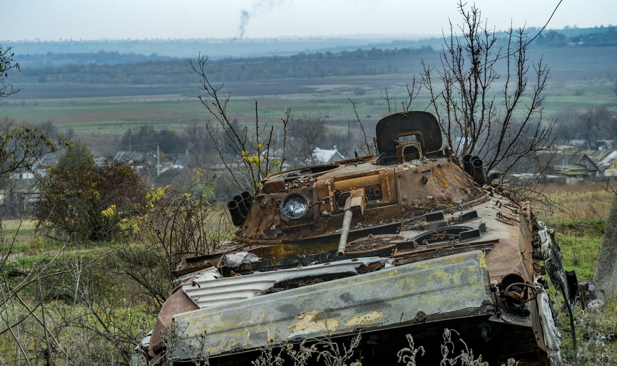 Hüljatud Vene lahingumasin Hersoni oblastis Ivanivkas 