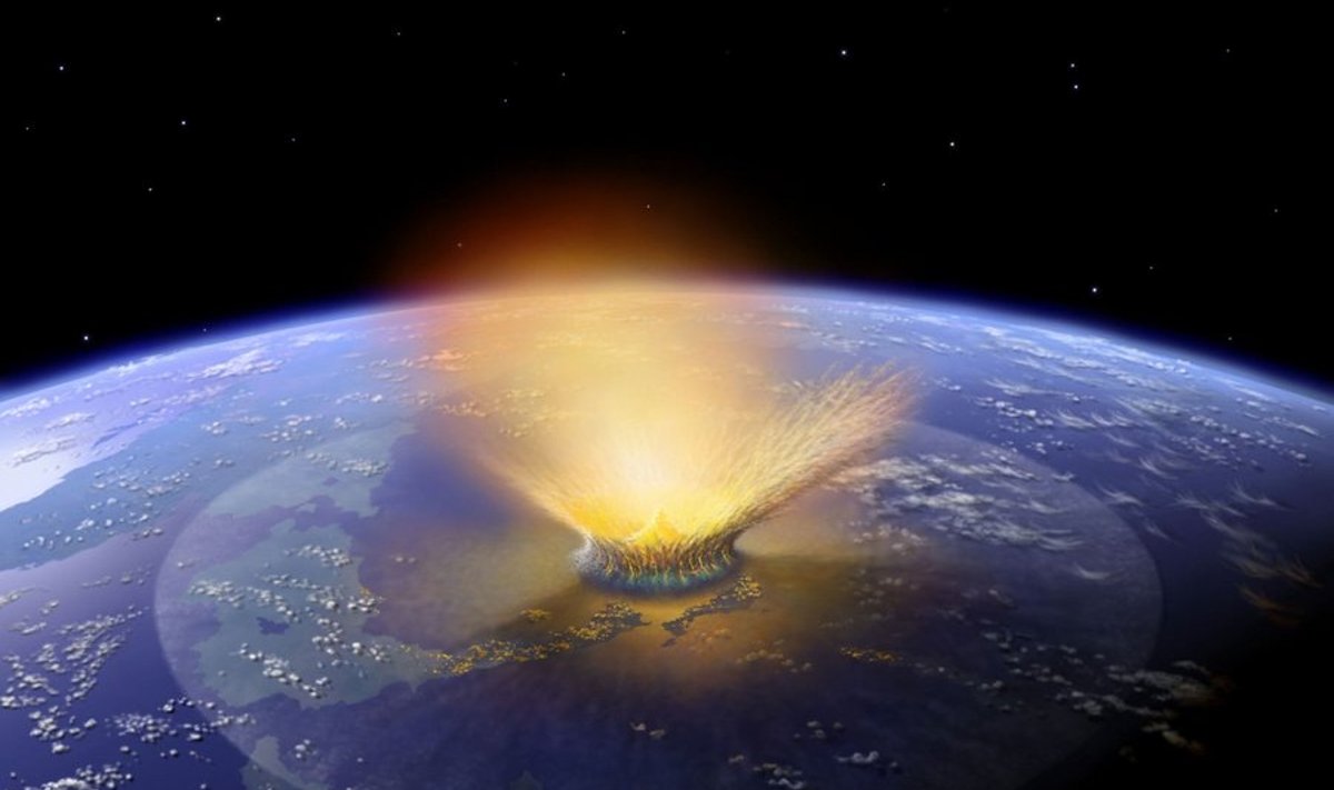 Asteroid 150 miljonit aastat tagasi Maad tabamas, kunstniku nägemuses. Foto Don Davis, AFP