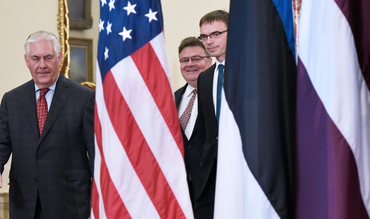 Sven Mikser kohtus Rex Tillersoniga (vasakul) ka mullu märtsis, kui peeti kolme Balti riigi välisministrite kohtumine USA ametivennaga.
