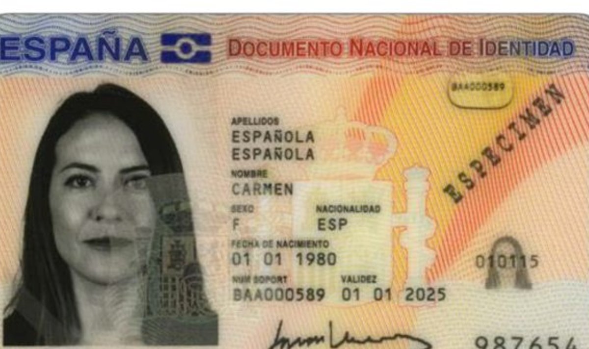 Hispaania ID-kaardi näidis.