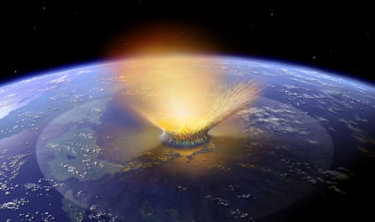 Kunstniku visand Maad tabanud, dinosaurused hävinguteele tõuganud asteroidist (Foto: REUTERS)