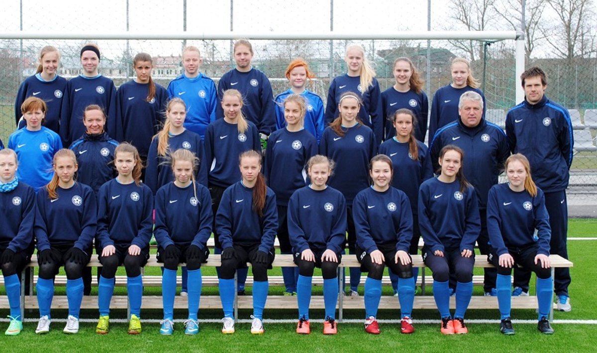Tüdrukute U17 jalgpallikoondis 2014. aastal.