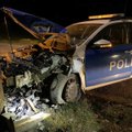 ФОТО | В Валга машина полиции врезалась в дерево. Начато внутреннее расследование