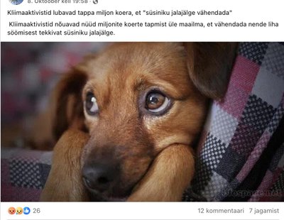 Eestikeelne postitus, mis levib Facebookis