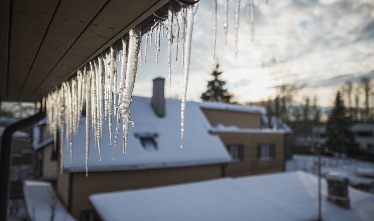 Jääpurikad katuseräästas