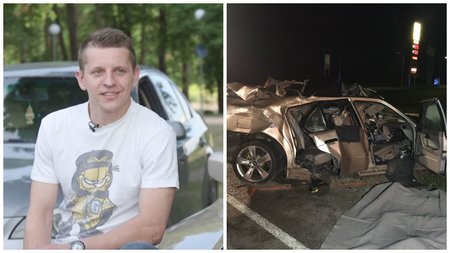 Jaan Piim ja tema juhitud BMW pärast traagilist õnnetust.