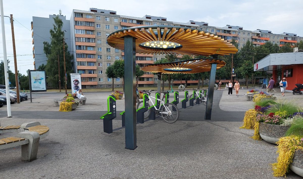 Визуализация идеи парковок для велосипедов в районе Нурменуку