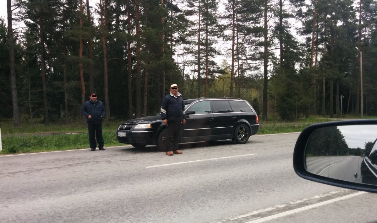 Liiklust segavad kaubitsejad Viljandi maanteel