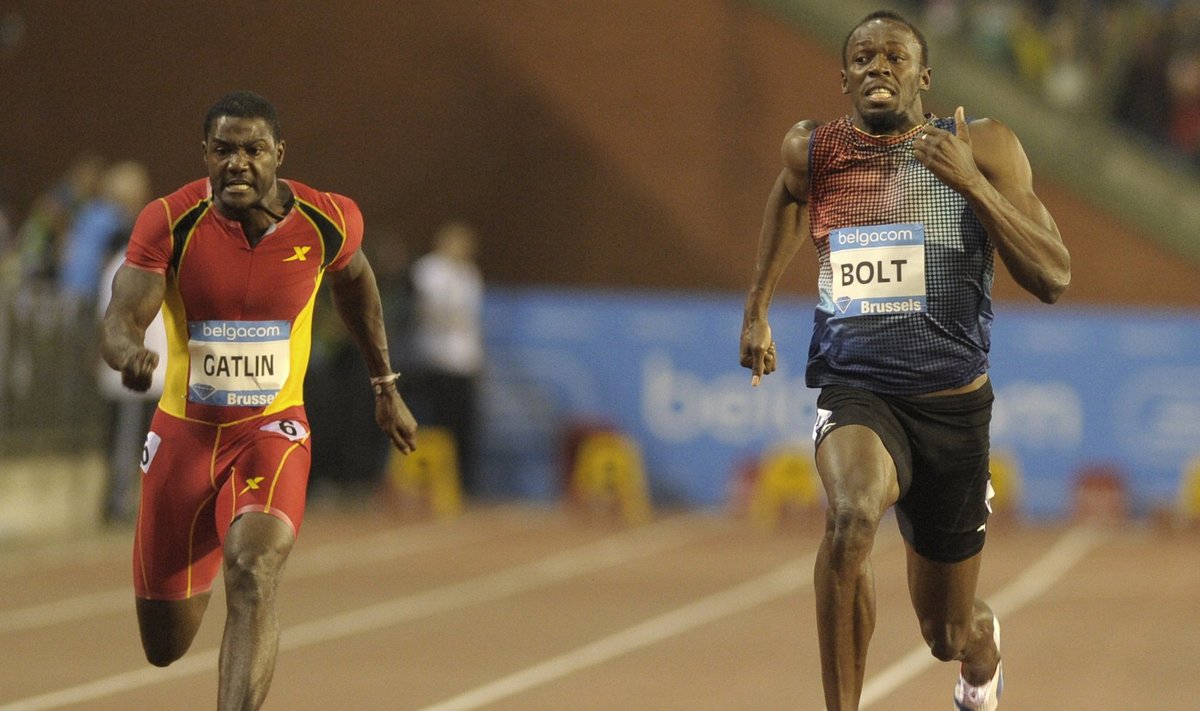 Justin Gatlin (vasakul) ja Usain Bolt