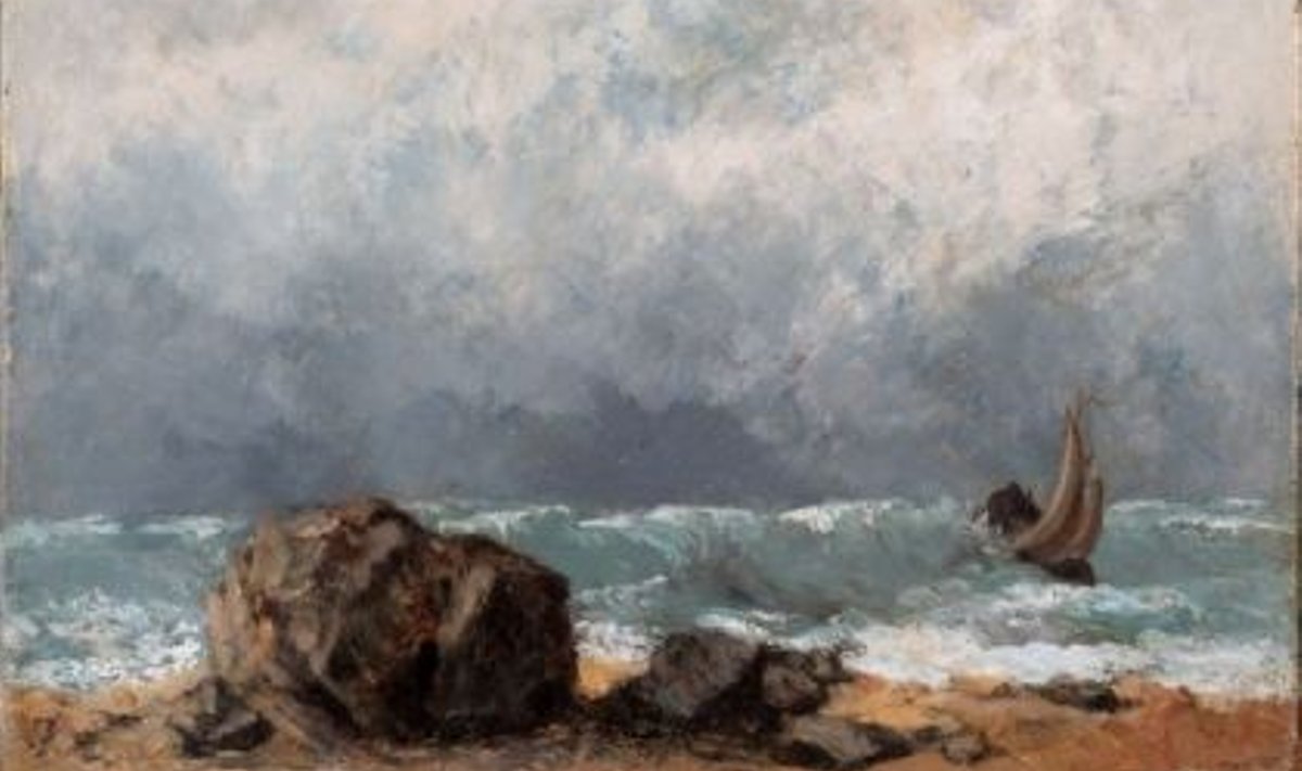Autor: Gustave Courbet (1819–1877) "Rand, tormine ilm". 1871. Õli, lõuend / "Beach in a Heavy Weather". 1871. Oil on canvas