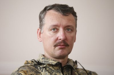 File photo shows pro-Russian separatist commander Igor Strelkov during a news conference in Donetsk
