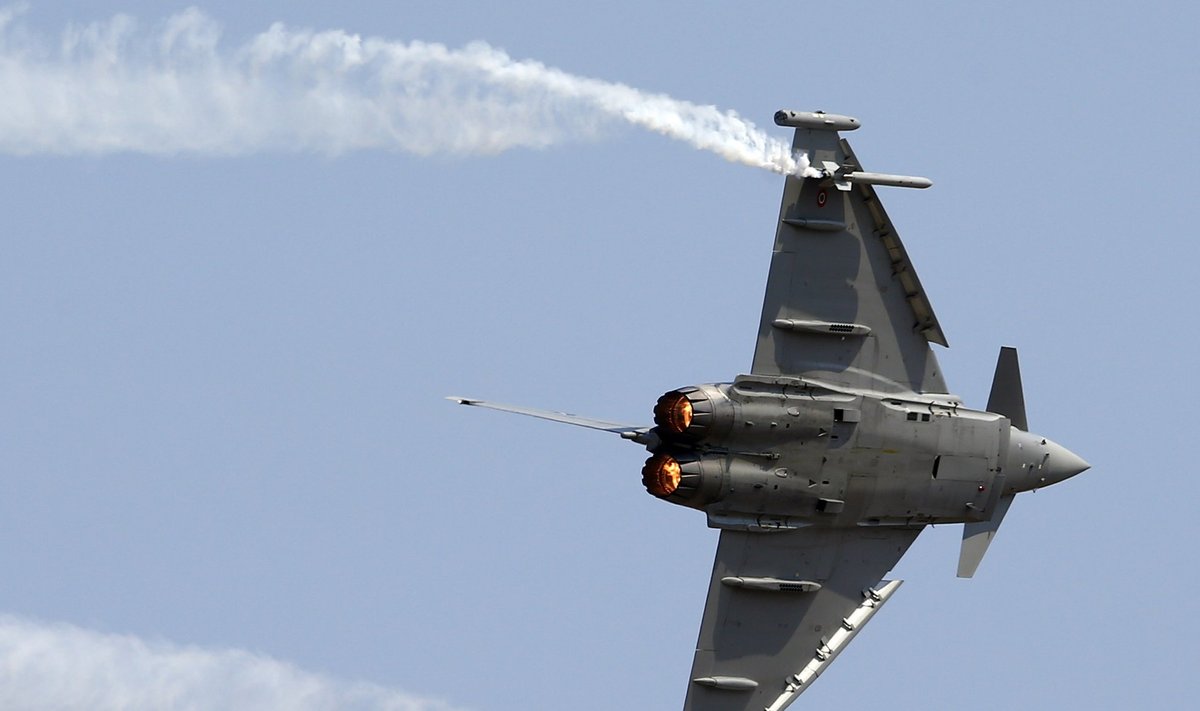 File photo of a Eurofighter Typhoon plane flying during the international air show in Belgrade