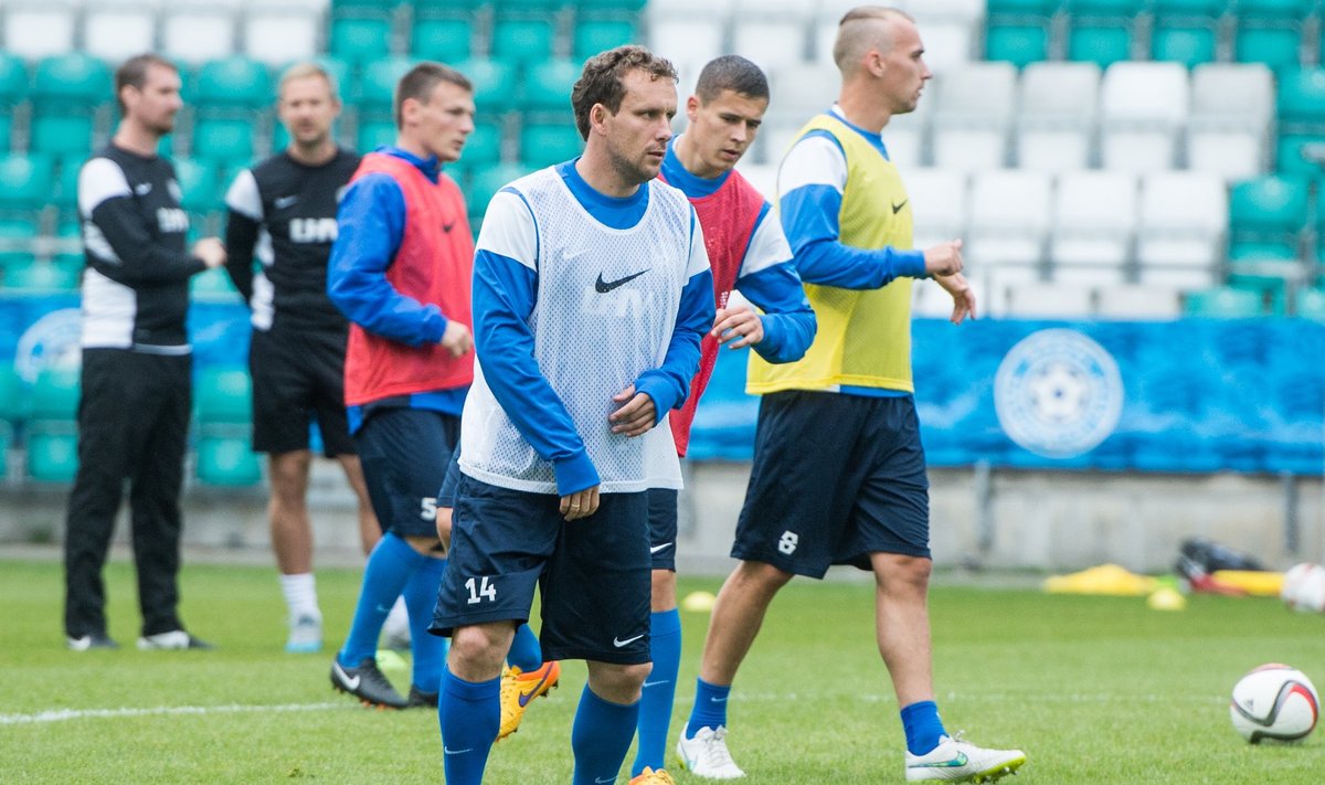 Eesti jalgpallikoondise treening enne EM valikmängu Leeduga