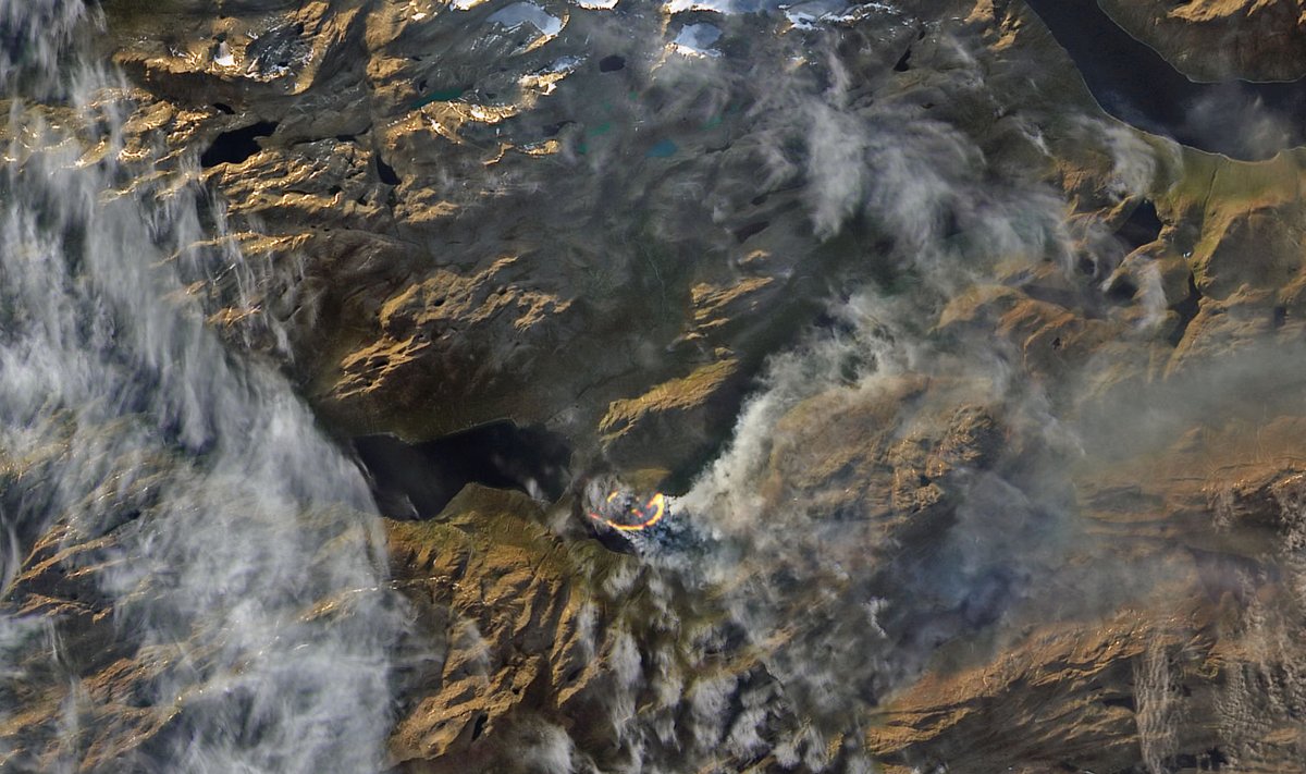 Satelliidipilt põlengust Qeqqata piirkonnas Gröönimaal