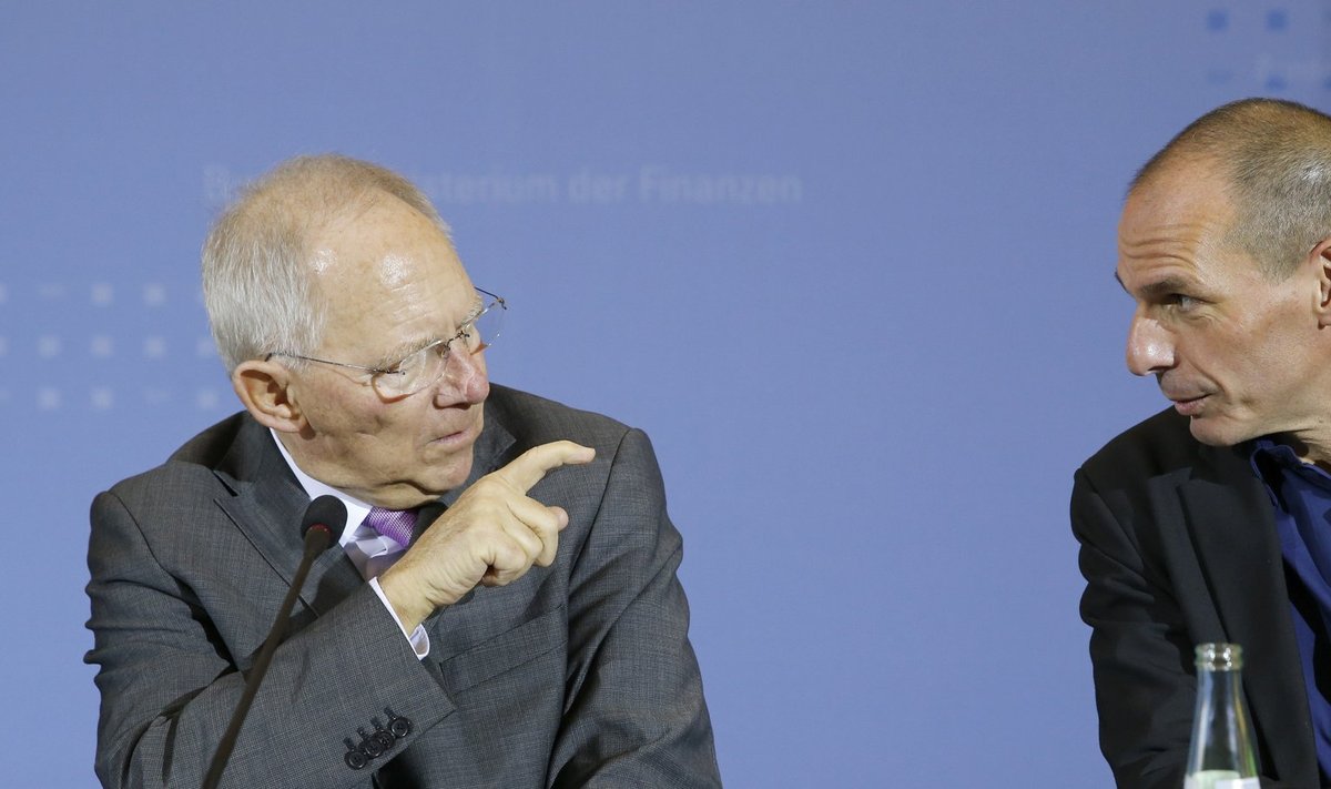 Saksa ja Kreeka rahandusministrid Wolfgang Schäuble ja Yanis Varoufakis