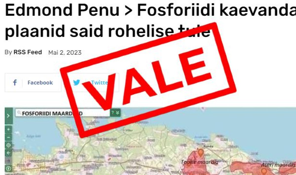 Fosforiidi kaevandamise plaanid ei saanud rohelist tuld - Facebooki valeinfo võttis üle ka konservatiivne Eesti Eest lehekülg