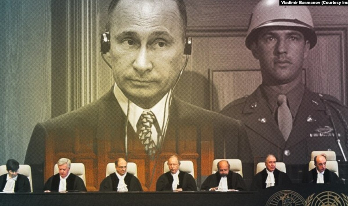 Коллаж с сайта Владимира Басманова, иллюстрирующий обращение в Международный Трибунал в Гааге